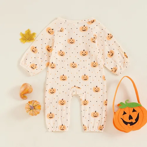 Miniatura 66 de Disfraz de Halloween para bebé niño y niña, mameluco de manga larga con diseño de calabaza, mameluco para Halloween