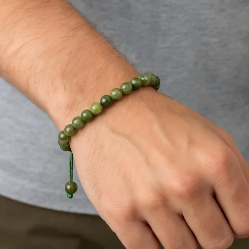 Miniatura 35 de Adjustable Crystal Bracelet – Gemstone Bead Bracelet with Adjustable Macrame String – Chic Gemstone Bracelet for Men and Women – 8mm Round Healing