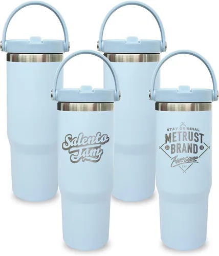 Miniatura 9 de Vaso de 30 onzas con asa superior, vaso aislado al vacío de doble pared con popote abatible, taza de café de viaje de 30 onzas con recubrimiento