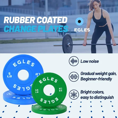Miniatura 4 de Egles Juego de Placas de Cambio 1.25LB, 2.5LB, 5LB - Placas de Peso Recubiertas de Goma en Pares, Placas Bumper Olímpicas, Codificadas por