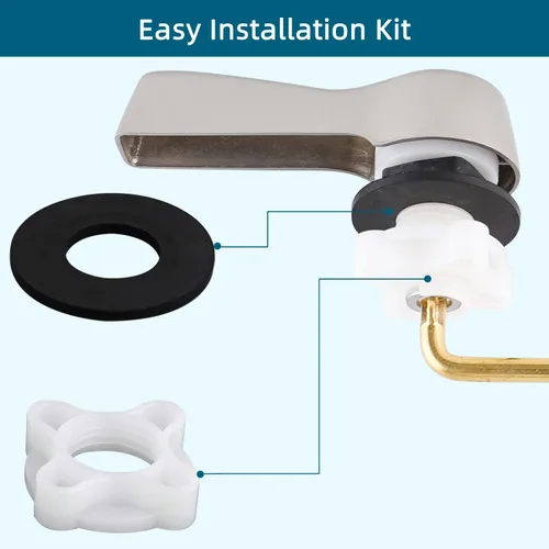 Miniatura 6 de Hygie Rinse Manija de inodoro de metal con palanca de descarga de repuesto, manija universal de inodoro de montaje frontal con cadenas de solapa