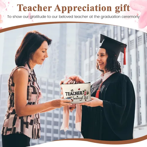 Miniatura 8 de Juego de regalo de agradecimiento al profesor, kit de supervivencia para profesores, llavero con inicial, regalos para profesores de graduación