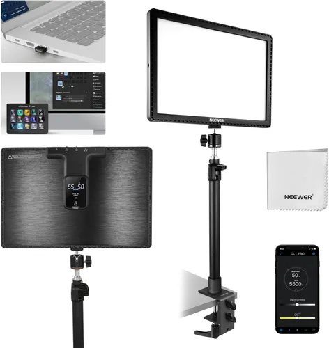 Miniatura 13 de NEEWER 25W 12.9" Luz Clave de Transmisión con Soporte de Escritorio/Control Remoto 2.4G/Transmisor USB, Control de APP para PC/Mac 2300Lx/0.5m