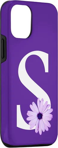 Miniatura 3 de Funda para iPhone 15 Purple Daisy Flower Monogram Letter S para mujer