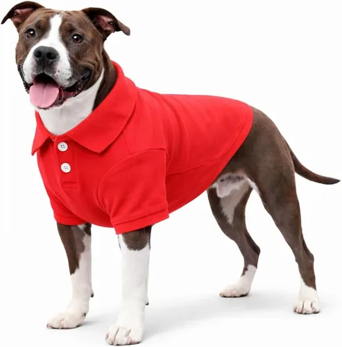 Miniatura 19 de lovelonglong Polo básico para perro, de algodón de primera calidad, para perros grandes, medianos y pequeños, con cuello de dos botones, color Negro