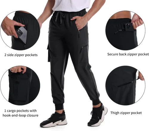 Miniatura 5 de Mens Cargo Joggers Pants Quick Dry Lightweight Running Athletic Workout Cargo Hiking Pants Casual Pants