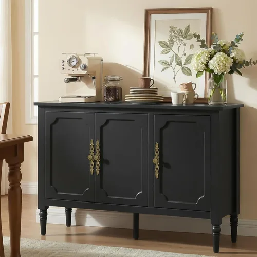 Miniatura 7 de RoyalCraft Buffet Cabinet with Storage, Mid-Century Modern Sideboard with 3 Doors, Painted Coffee Bar Table with Adjustable Shelves, Credenza for