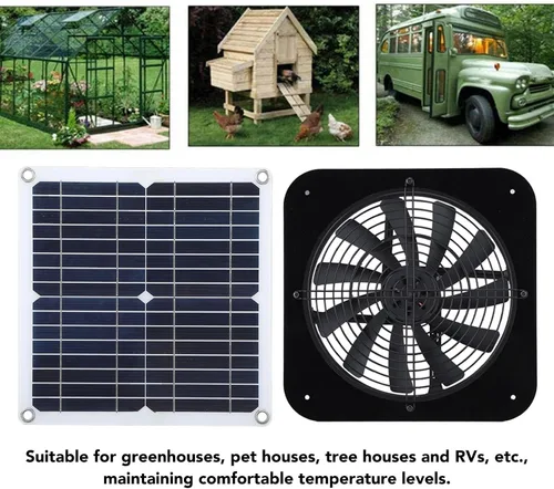 Miniatura 3 de Fdit Ventilador de escape de ático alimentado por energía solar, 100 W, 13.5 pulgadas, panel de silicona monocristalina, 18 V, para casa