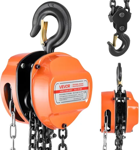 Miniatura 11 de VEVOR Polipasto de cadena manual, capacidad de 1/2 tonelada de 1100 libras, bloque de cadena manual con cadena galvanizada G80 mejorada, altura