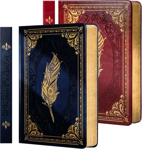 Miniatura 13 de CAGIE - Cuadernos de anotaciones de tapa dura de 320 páginas encuadernados en cuero vintage para mujeres y hombres, tamaño A5, cuadernos