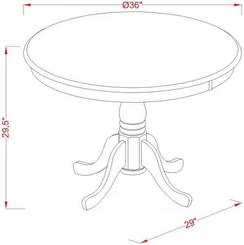Miniatura 12 de East West Furniture ANLA3-ABK-47 - Juego de muebles de comedor de 3 piezas que contiene una mesa de cocina redonda con pedestal y 2 sillas