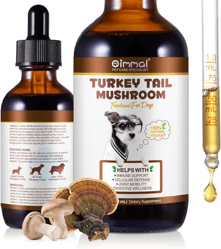 Hongo de cola de pavo para perros, cola de pavo natural para perros, suplemento de hongos que apoya la salud inmune y digestiva, líquido para