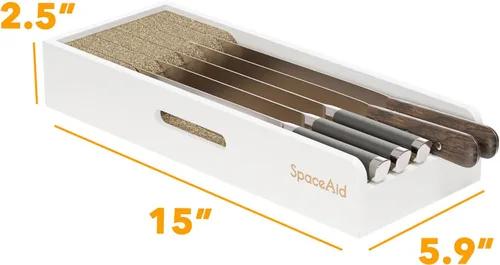 Miniatura 5 de SpaceAid Organizador de Cajón para Cuchillos Inserto de Bambú, Soporte para Cuchillos de Carne de Cocina Organizadores Bloque para Cajón
