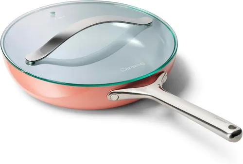 Miniatura 32 de Caraway Dúo de Sartenes de Cerámica con Tapas de Vidrio - Sartenes Antiadherentes (10.5" y 8") - No Tóxico, Libre de PTFE y PFOA - Apto para Horno