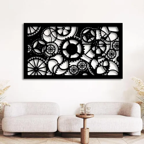 Miniatura 3 de OZF Arte de pared con rueda de engranaje de metal, decoración geométrica del hogar, arte de pared mecánico industrial steampunk para sala de estar