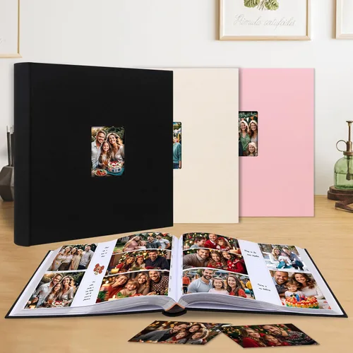 Miniatura 8 de Álbum de fotos 4x6 600 fotos con espacio para escribir, libro de fotos 4 x 6 con cubierta de lino y ventana frontal, álbum de fotos 4x6, álbum