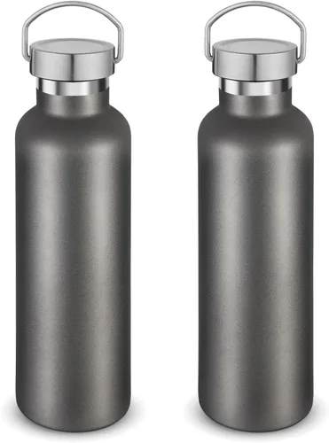 Miniatura 28 de Volhoply 24 onzas Botella de agua aislada con boca estándar con tapa de combinación de plástico y acero inoxidable, botellas de agua de 304 18/8