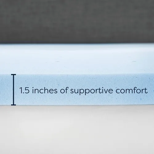 Miniatura 5 de Cubrecolchón de espuma viscoelástica de 3 pulgadas, con infusión de gel, diseño ventilado, espuma certificada CertiPUR-US, color azul