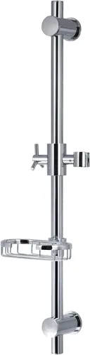PULSE ShowerSpas 1010-CH Barra deslizante ajustable para ducha de mano con cesta de alambre jabonera, cromo pulido