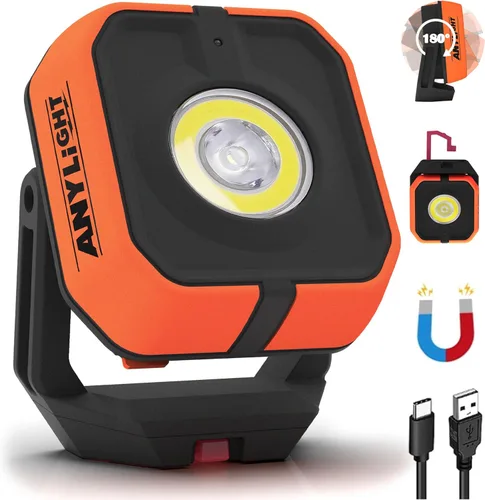Miniatura 13 de Luz de trabajo LED con 4 modos, luz magnética COB portátil de 1200LM, foco recargable de 3350mAh y reflector, rotación de 150°, impermeable IP65