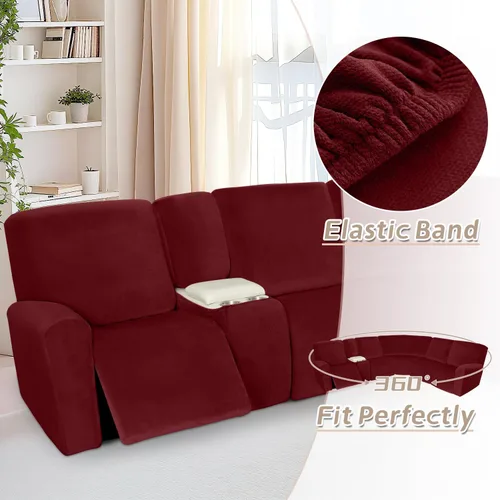 Miniatura 550 de Arfntevss Fundas de sofá seccional reclinable de terciopelo, Funda de sofá seccional de esquina para sofá reclinable, Funda elástica suave