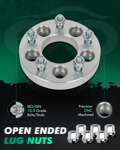 Miniatura 4 de SCITOO 2 adaptadores de rueda de 5 x 4.5 a 5 x 4.75 pulgadas, orificio de 1 pulgada, pernos de 2.913 in de 12 x 1.5 y 5 lengüetas, espaciadores