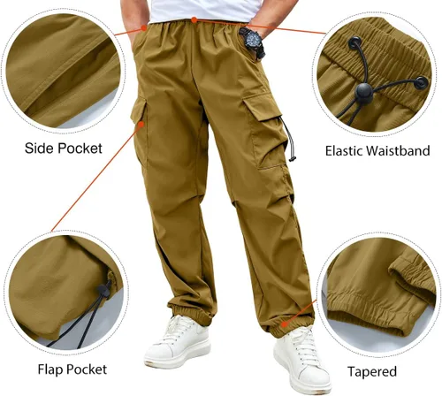Miniatura 5 de JMIERR Pantalones cargo holgados para hombre, estilo casual, de paracaídas, holgados, con bolsillos, para uso urbano