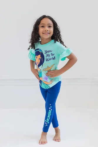 Miniatura 2 de Disney Princess Moana Frozen Little Mermaid Rapunzel Jasmine Belle - Conjunto de camiseta y leggings para niñas pequeñas y grandes