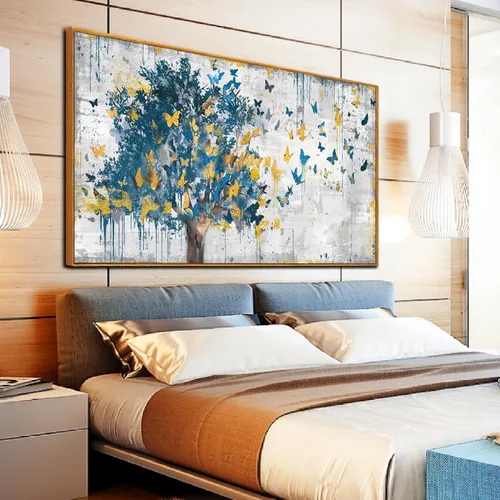 Miniatura 10 de Kepgonegu Arte de pared de árbol de la vida grande para sala de estar, paisaje, impresiones en lienzo coloridas de mariposas para dormitorio