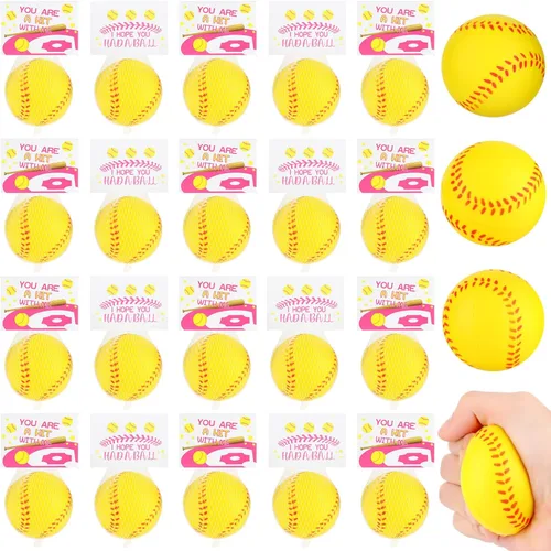 Miniatura 10 de LiYiQ 24 piezas de recuerdos de fiesta de béisbol 2.36 pulgadas pelotas de estrés de béisbol recuerdos de cumpleaños de béisbol pelotas de espuma