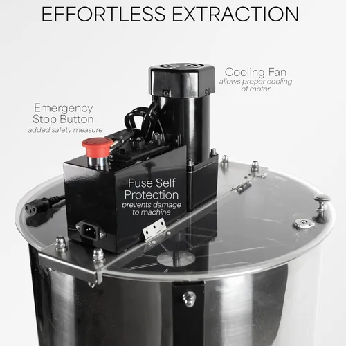 Miniatura 5 de VIVO Extractor eléctrico de miel de 8 marcos (4 marcos profundos), equipo de procesamiento de miel de acero inoxidable de grado alimenticio, girador