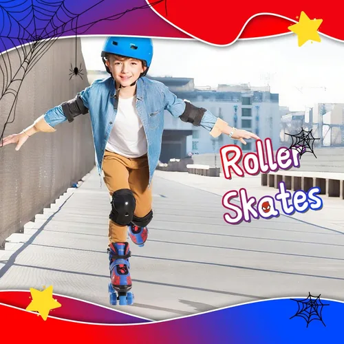 Miniatura 6 de Patines de ruedas Nattork para niños y niñas, patines cuádruples ajustables en 4 tallas para niños con ruedas iluminadas, genial regalo de rojo azul