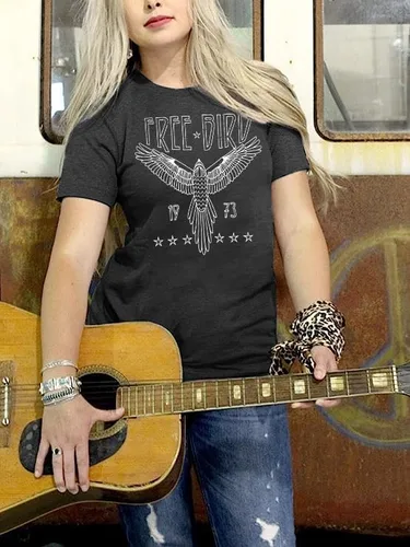 Miniatura 5 de Camiseta vintage de banda de rock para mujer, camisa retro de pájaro, camisetas gráficas de águila, camisa de música retro, camisetas casuales