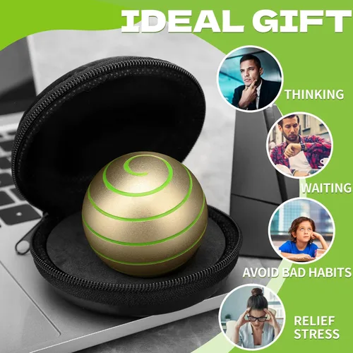 Miniatura 6 de Dilabnba Kinetic Spinner - Bola de juguete de metal para niños y adultos, cuerpo completo, ilusión óptica, alivio del estrés, giroscopio, regalo