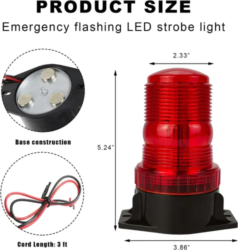 Miniatura 2 de KVAEY Luces estroboscópicas LED magnéticas, 30 luces LED de advertencia de seguridad para vehículo, faro intermitente de emergencia para carritos