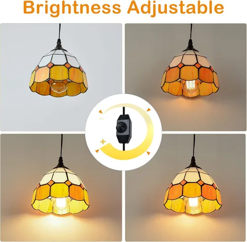 Miniatura 2 de Lámpara colgante Tiffany - Lámpara colgante regulable mini con enchufe, lámpara de techo estilo swag clásica perfecta para comedor, recámara