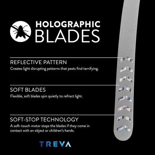 Miniatura 3 de Treva Ventilador de insectos, disuasorio de moscas con cuchillas holográficas para limpiar insectos, mosquitos y moscas, ventilador de mosca Plateado