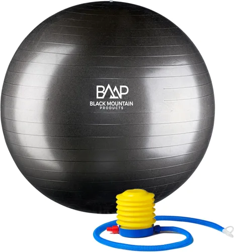 Black Mountain Products, pelota de estabilidad de nivel profesional, a prueba de reventones, 2000 libras, para peso estático Negro