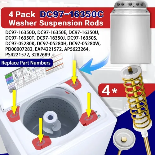 Miniatura 2 de WA41A3000AW/A4 WA422PRHDWR/AA WA44A3405AV/A4 WA44A3405AP/A4 Barra de suspensión de arandela, 25.6 pulgadas apta para Sam-Sung WA44A3405AW/A4