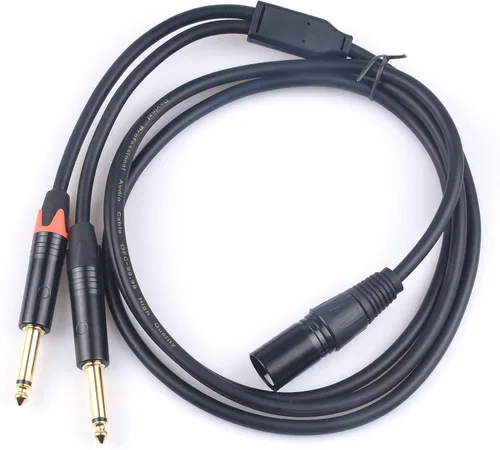 Miniatura 6 de Cable divisor dual 1/4 a XLR Y, doble 0.250 in TS macho a XLR 3pin macho cable estéreo, doble cuarto de pulgada mono a XLR macho enchufe micrófono