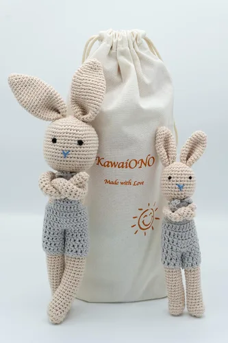 Miniatura 4 de Bunny Family, Bunny Dad Muñeca de Peluche de Ganchillo, Muñeca Amigurumi para Bebé/Niño Pequeño