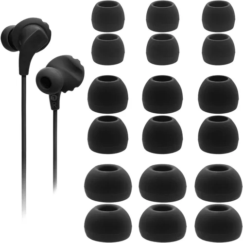 Puntas de repuesto para auriculares JBL Endurance Run 2 con cable, puntas de silicona suave, 9 pares (S/M/L), color negro