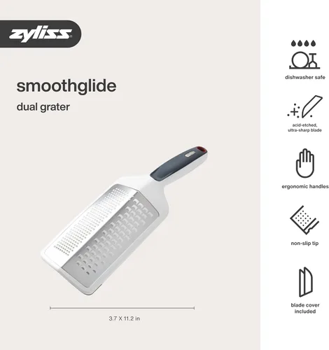 Miniatura 6 de Zyliss SmoothGlide - Rallador doble – De mano con cuchillas de acero inoxidable y mango ergonómico – Rallador mediano y grueso de doble cara