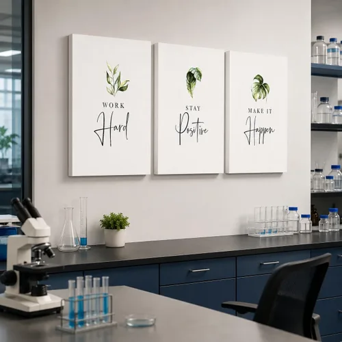 Miniatura 19 de Arte de pared inspirador de 3 piezas, imagen de refranes de plantas blancas, citas de trabajo y estadía, impresiones en lienzo para decoración