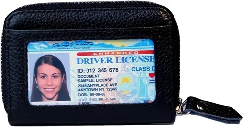 Miniatura 3 de Women's Leather RFID Zipper Card Wallet Small Purse with Id Window