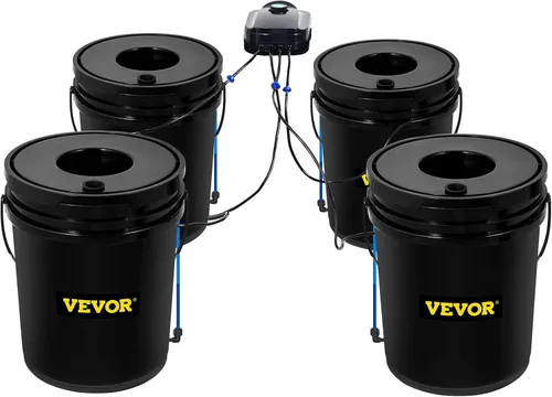 Miniatura 10 de VEVOR Sistema Hidropónico DWC, 5 Galones 4 Cubetas, Cubo de Cultivo de Agua Profunda, Kit de Cultivo Hidropónico con Bomba, Piedra de Aire