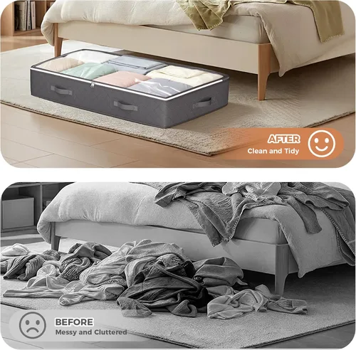 Miniatura 7 de Budding Joy - Contenedores de almacenamiento debajo de la cama de 90L, organizador de bolsas de almacenamiento debajo de la cama de gran capacidad