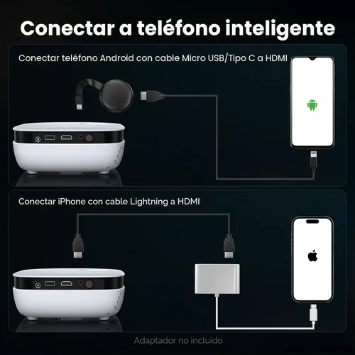 Miniatura 4 de NICPOW - Mini proyector, proyector de película portátil para exteriores, proyector pequeño compatible con 1080P y 200 pulgadas, compatible con TV
