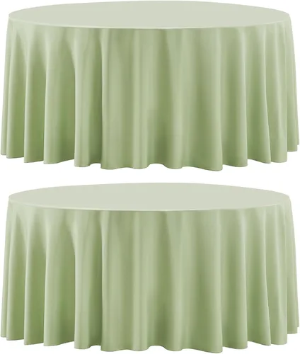 Miniatura 32 de Paquete de 2 manteles redondos de 90 pulgadas, manteles lavables de poliéster de lino decorativo para la mesa del comedor, banquetes, fiestas