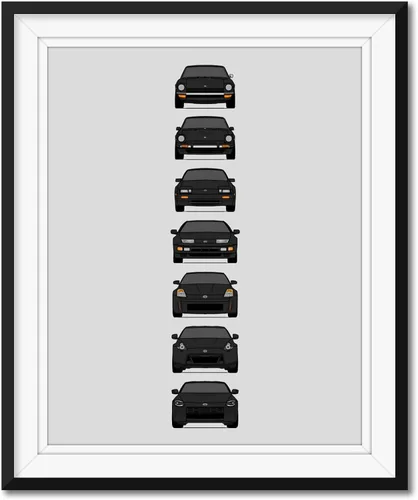 Miniatura 25 de Custom Car Posters Póster hecho a mano compatible con Nissan Z Car Generations (perfil lateral), decoración artística de Datsun Fairlady Z